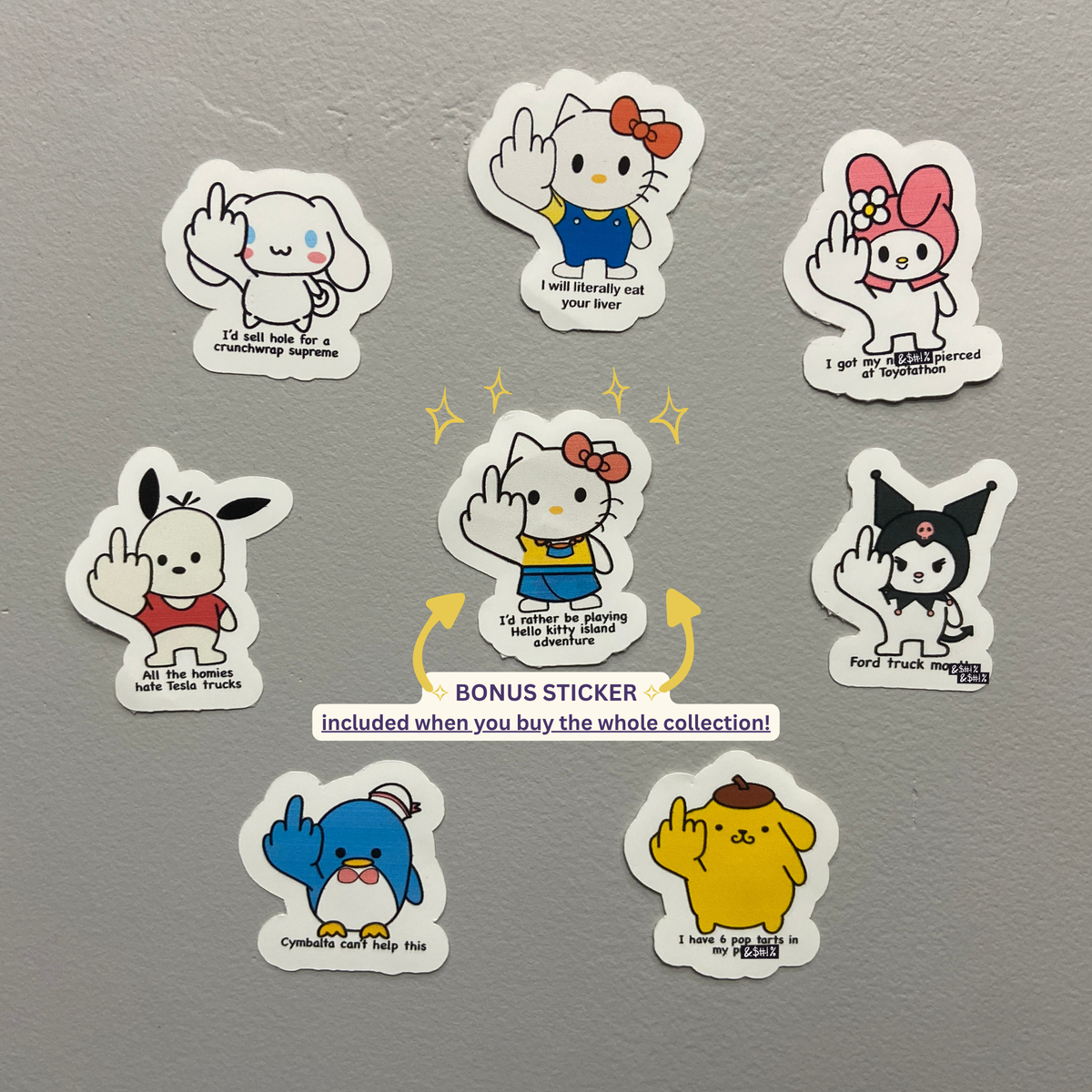 HELLO F*****' KITTY Series - Matte Vinyl Stickers